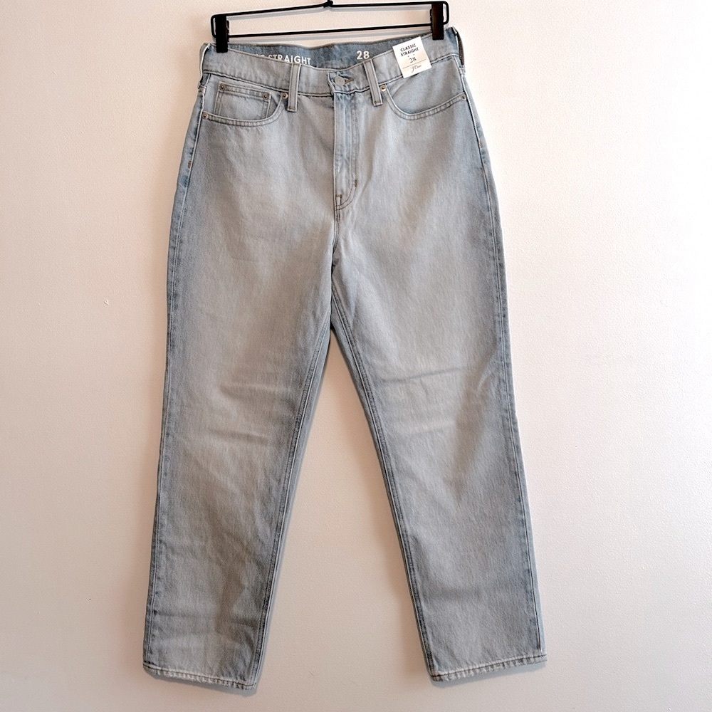 NWT J. Crew Classic Straight High Rise Light Blue Straight Leg Denim - Size 28